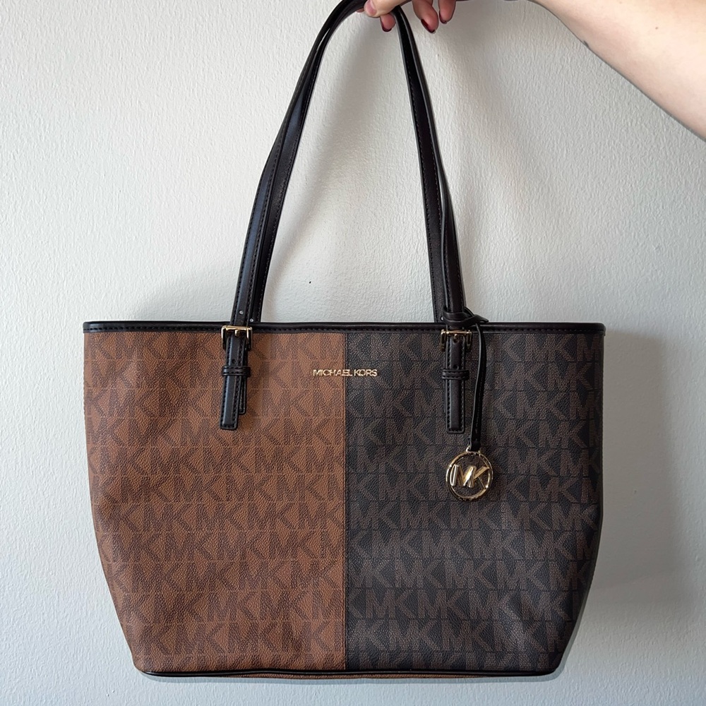 Michael Kors Jet Set Two-Tone Brown and Black Tote